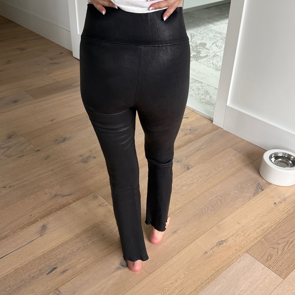 SPRWMN BLACK LEATHER ANKLE FLARE - Picture 7 of 11